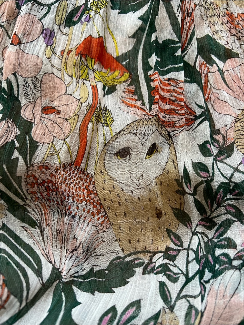 Anthropologie Marais Owl Print Boho Tiered Maxi Dress 1X - Picture 13 of 16